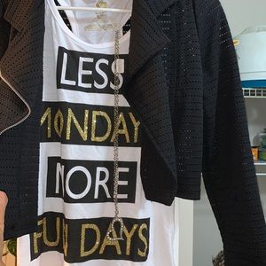 3 Piece Crop Jacket, Tank and Necklace